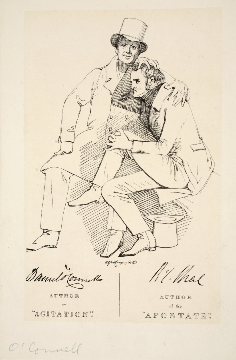 Författare till apostaten och författare till agitation, c. 1833 (gravyr) av Daniel Maclise