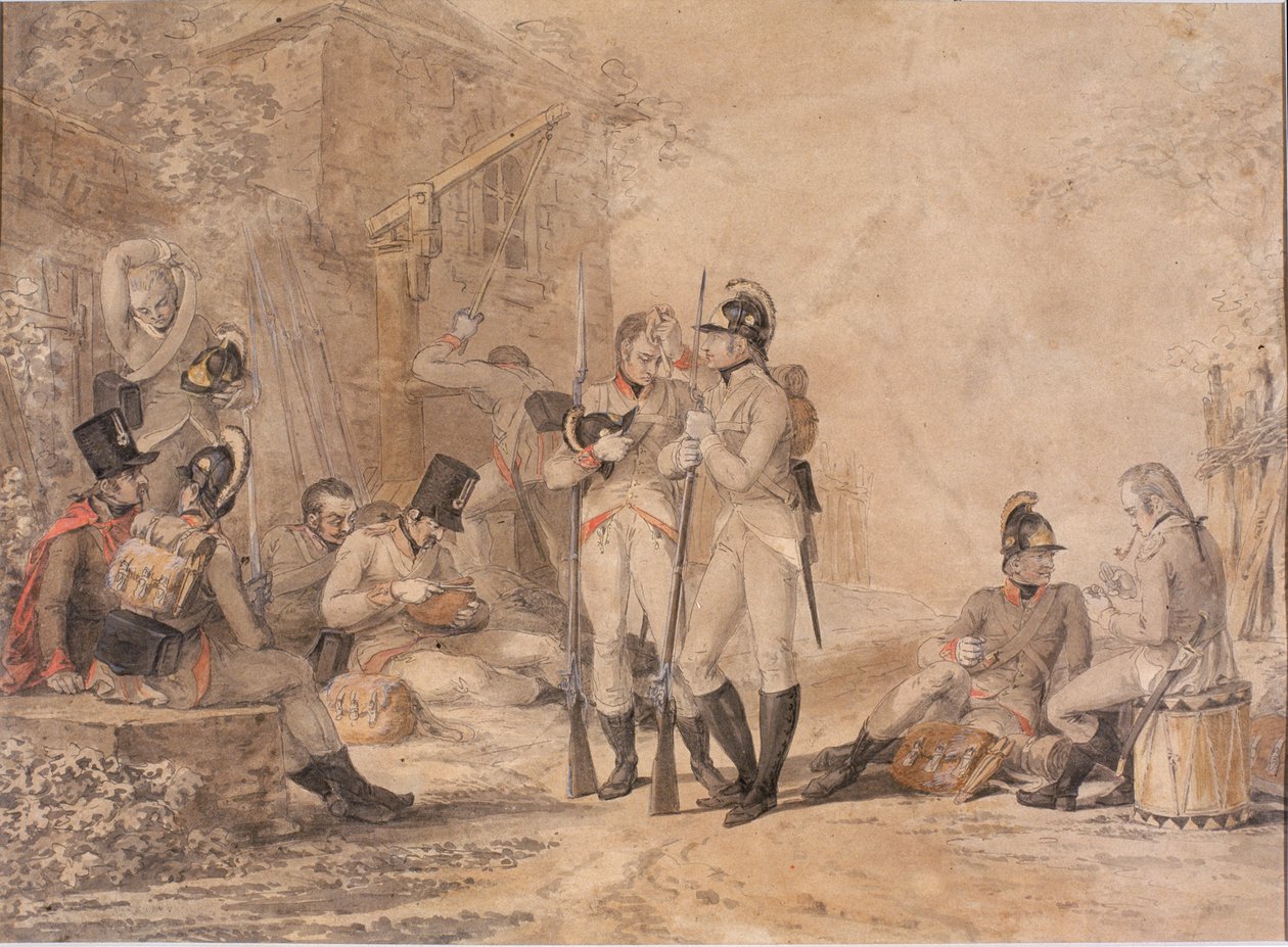 Soldiers Resting (kroppsfärg på papper) av Daniel Maclise