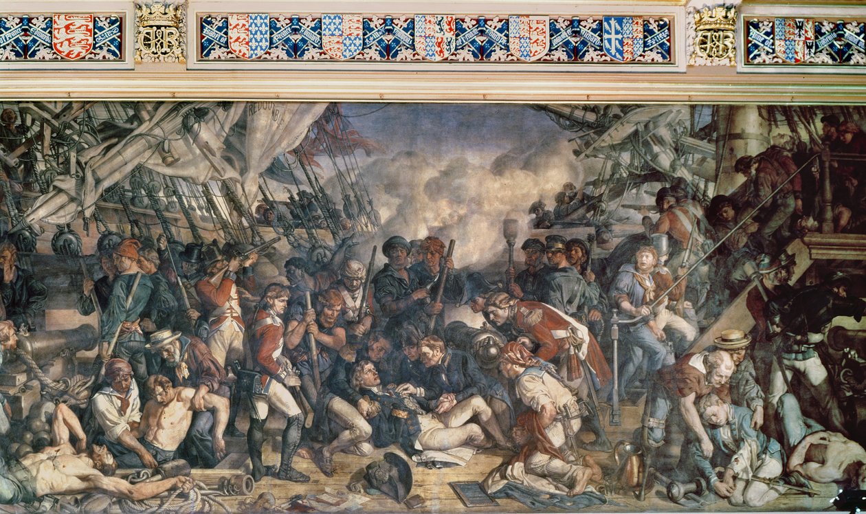 The Death of Nelson, detalj av det nedre däcket av Victory av Daniel Maclise