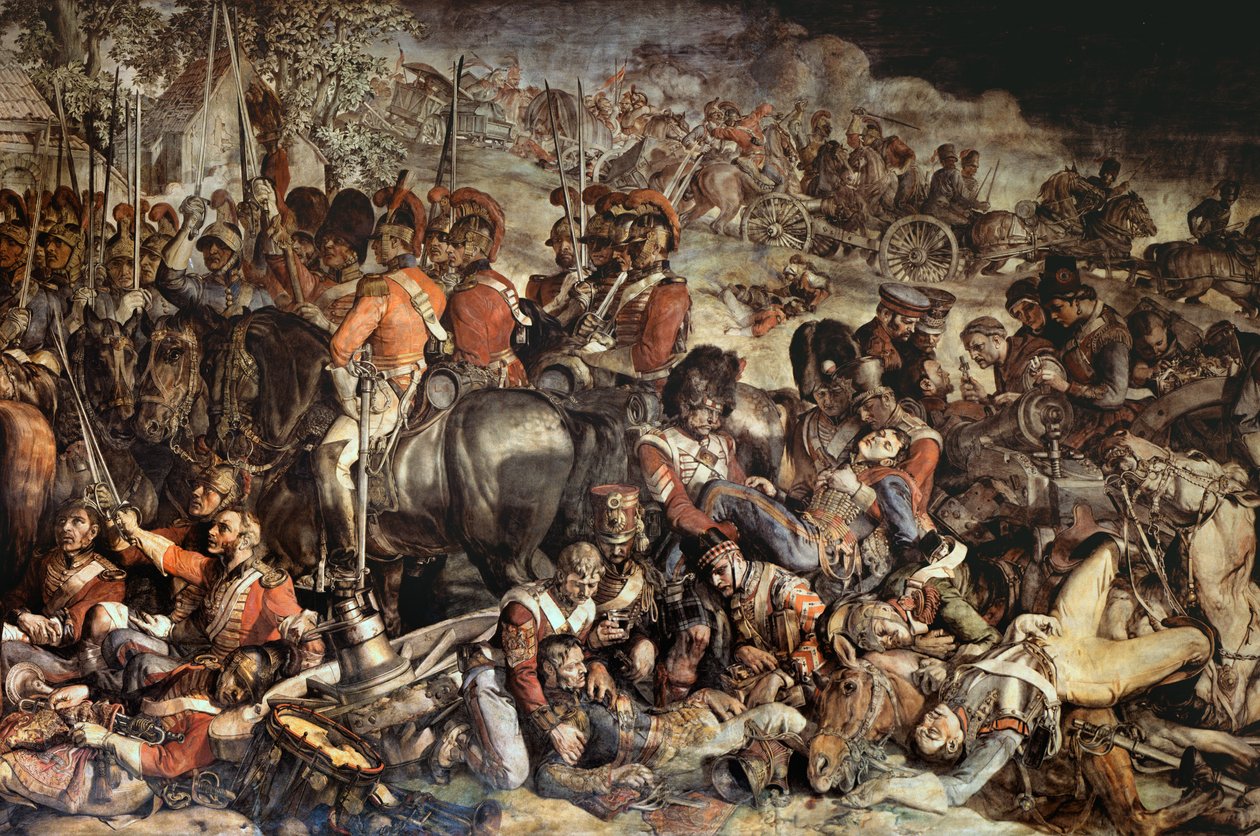 The Meeting of Wellington and Blucher after Waterloo (väggmålning) (detalj av 200144) av Daniel Maclise