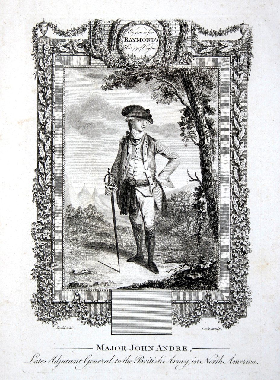 Major John Andre, avliden generaladjutant för den brittiska armén i Nordamerika, graverad av Thomas Cook (1744-1818) c.1785 (gravyr) av Daniel (after) Dodd