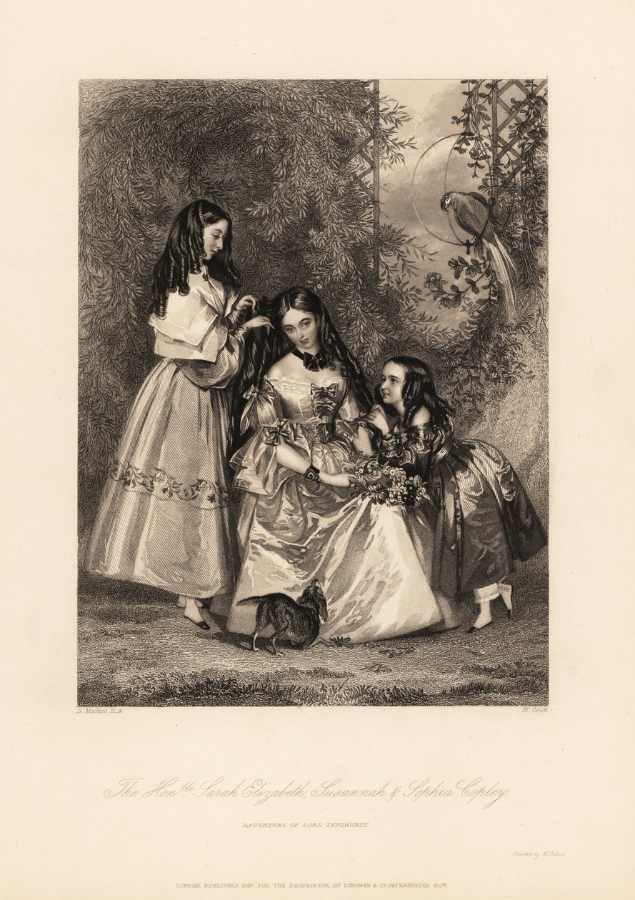 Sarah Elizabeth, Susannah och Sophia Copley, döttrar till John Copley av Daniel (after) Maclise