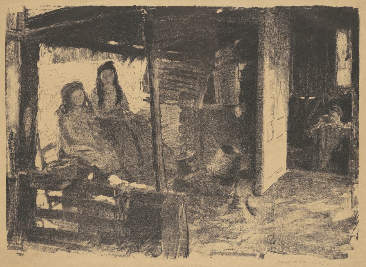 Untitled (2 flickor i en lada) av Daniel Albert Veresmith