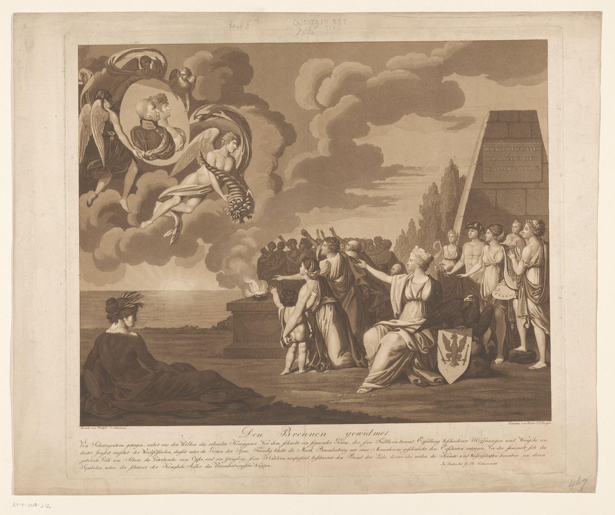 Allegori om äktenskapet (förmodligen) mellan Fredrik Vilhelm III av Preussen med Louise van Mecklenburg-Strelitz, 1793 Den Brennen Widmet (titel på objekt) av Daniel Berger