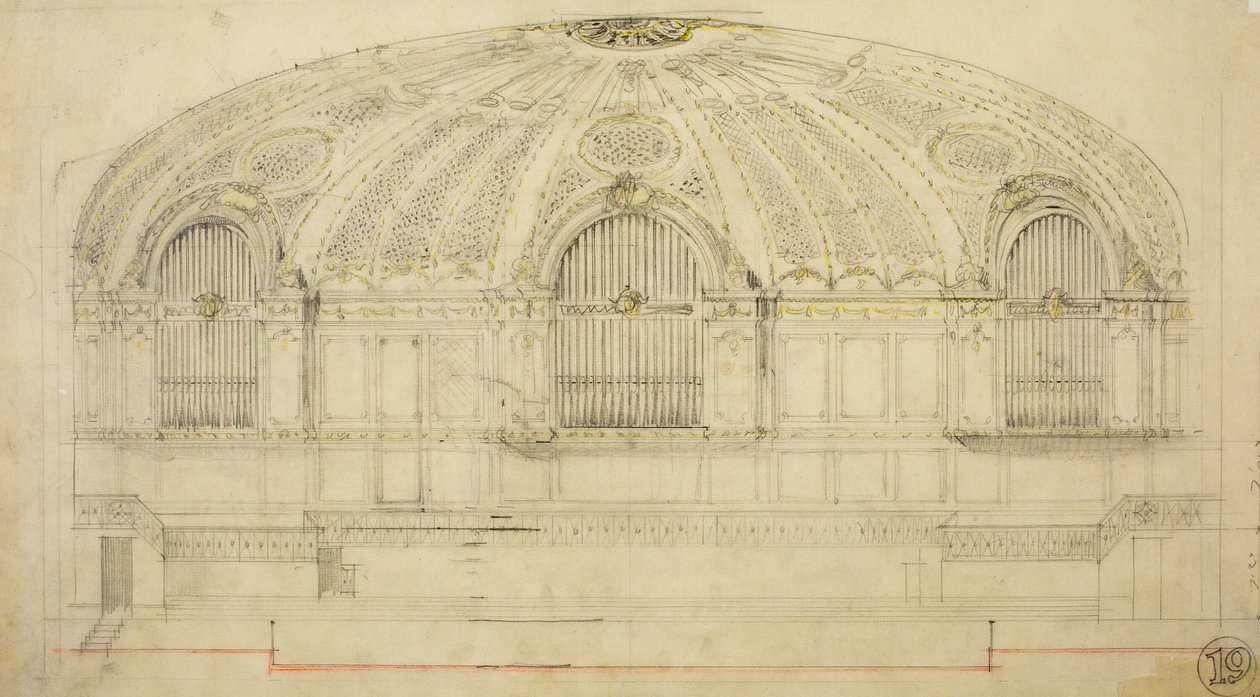 Orchestra Hall, Chicago, Illinois, sektion, 1904. av Daniel Burnham