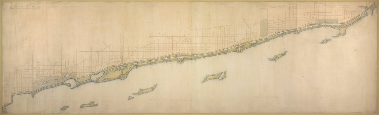 Platta 50 B från Plan of Chicago 1909: Lake Shore från Chicago Avenue i söder till Wilmette... av Daniel Burnham