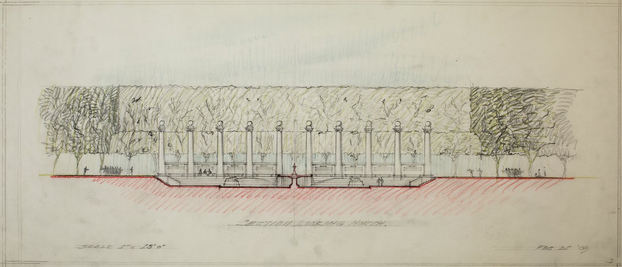 Potomac Round Point, Washington D.C., avsnittsskiss, 1909. av Daniel Burnham
