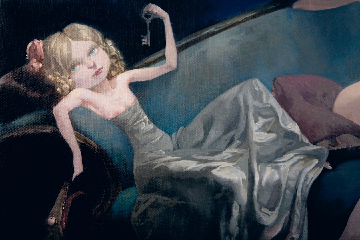 Den unga bruden och hennes vänner, detalj, från Bluebeard av Charles Perrault (1628-1703) av Daniel Cacouault