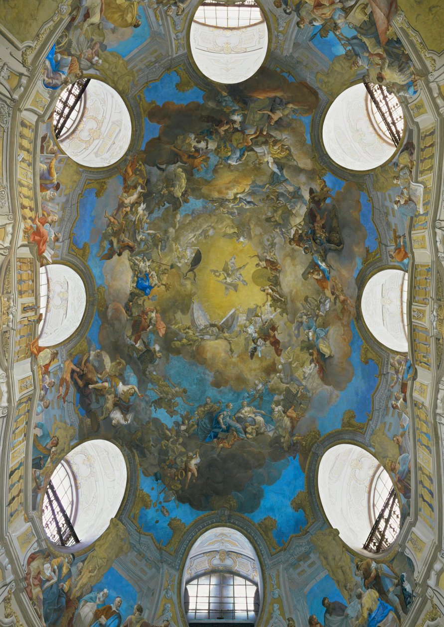 Kupol på hovbiblioteket, numera Österrikes nationalbibliotek (fresco) av Daniel Gran