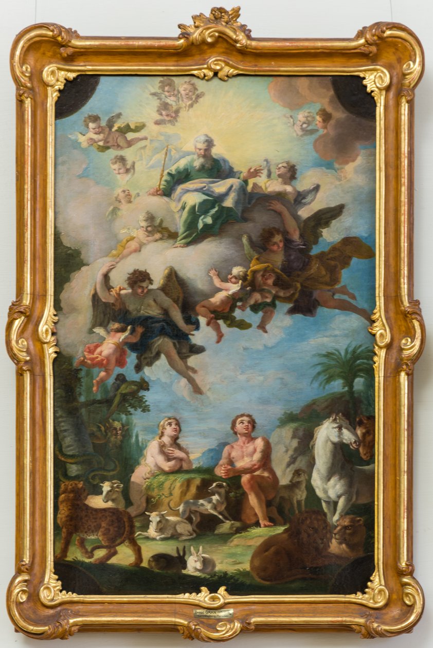 Paradiset (skiss till en takfresk i Sonntagbergbasilikan, Niederösterreich) av Daniel Gran