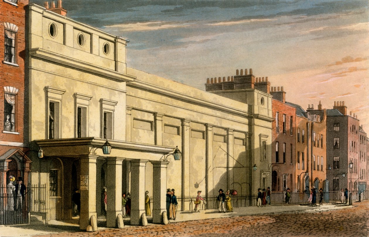 Regency Theatre, London, 1826 (handfärgad akvatint) av Daniel Havell