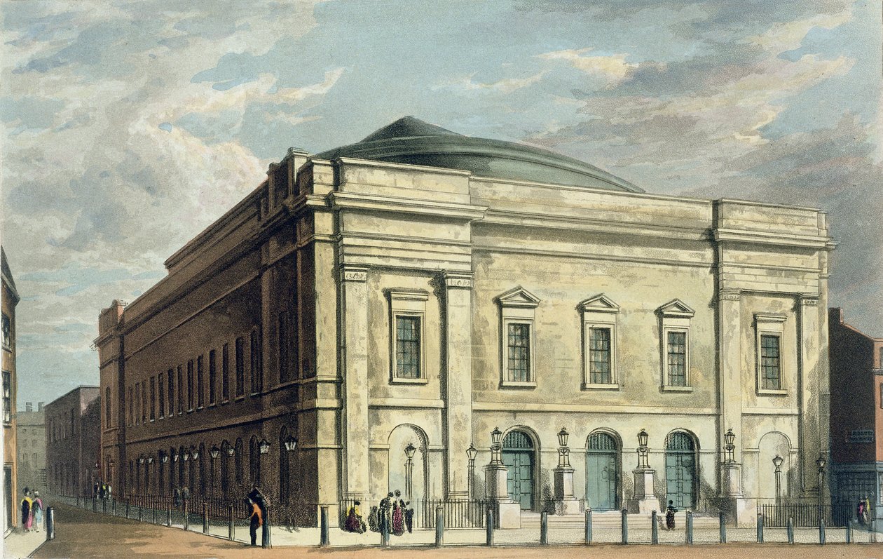 Theatre Royal, Drury Lane, i London, designad av Benjamin Wyatt 1812, 1826 av Daniel Havell