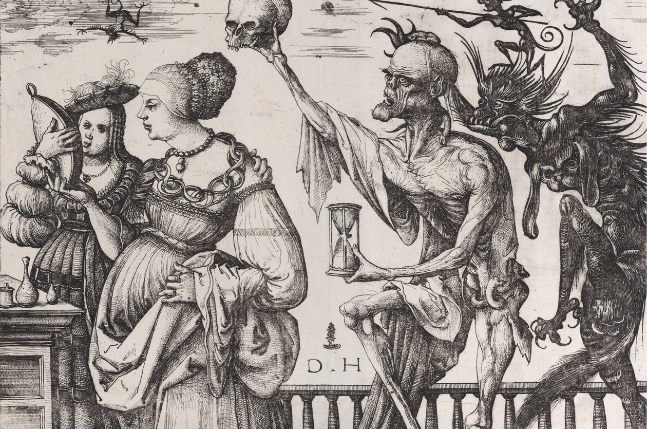 Döden och djävulen överraskar två kvinnor, ca. 1515. av Daniel Hopfer
