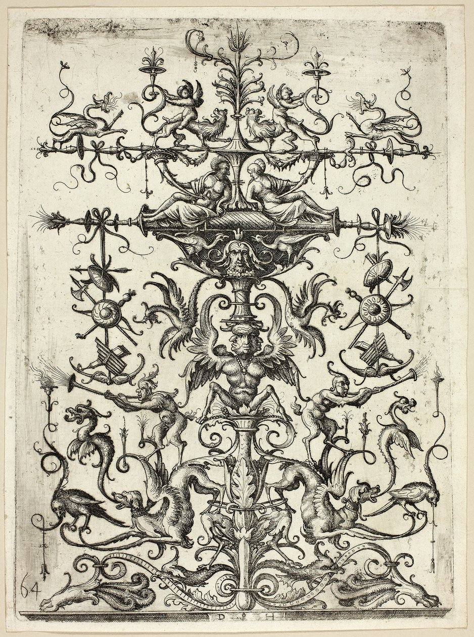 Prydnad med arabesker, 1526/30, tryckt 1684 av Daniel Hopfer