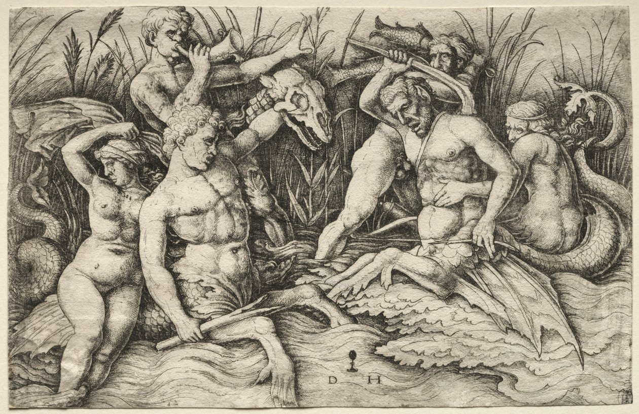Två Tritons slåss - Battle of the Sea Gods högra del. av Daniel Hopfer