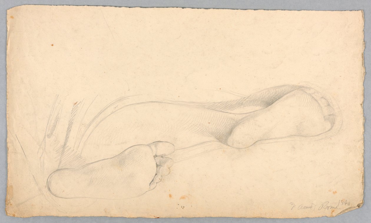 Teckning, undersidan av ett par fötter, 1840 av Daniel Huntington