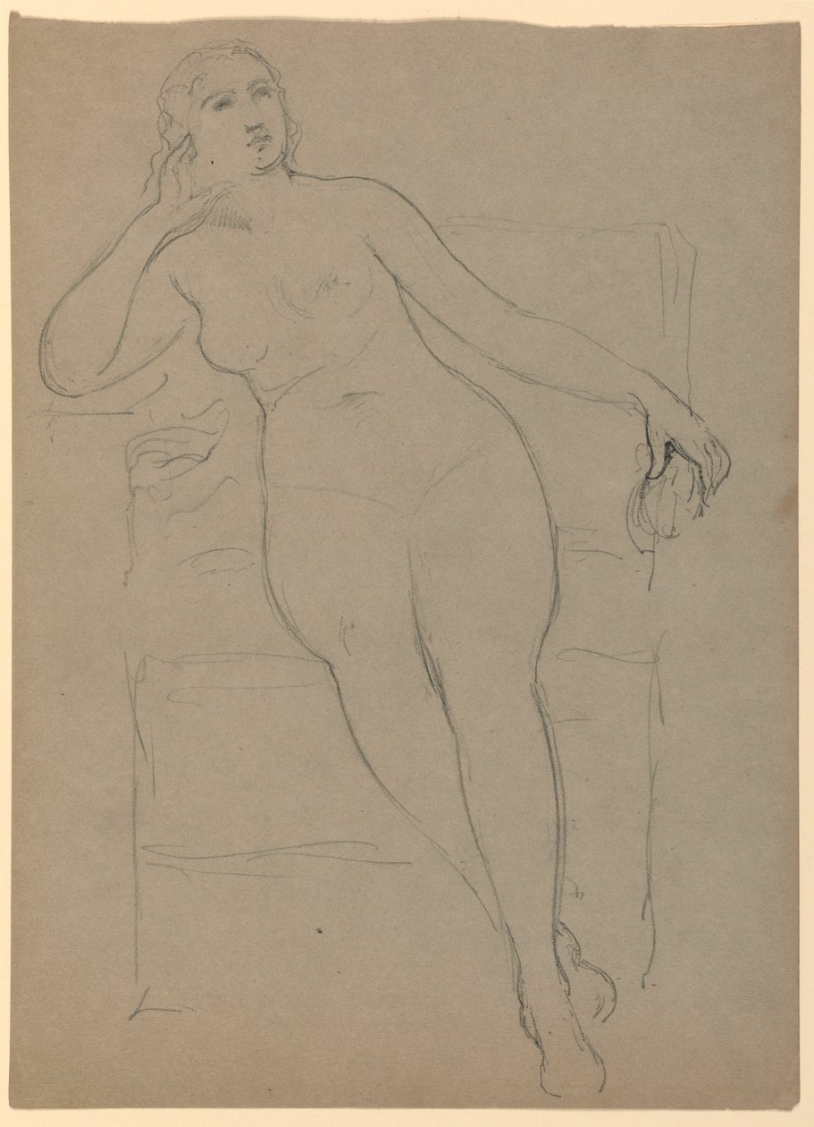 Teckning, Sittande kvinnlig akt, 1870-80 av Daniel Huntington