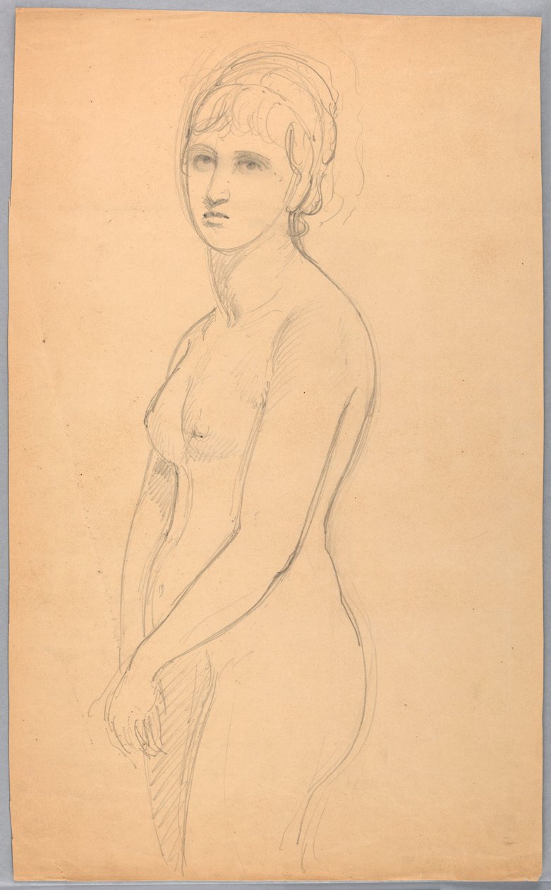 Teckning, Kvinnlig naken stående, 1860-70 av Daniel Huntington