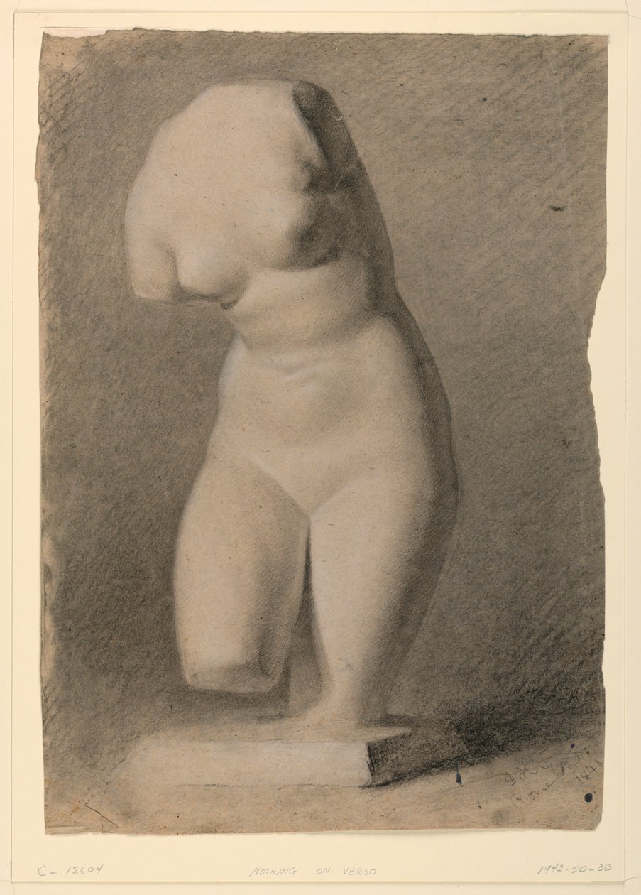 Teckning, Kvinnlig torso från en plast, 1840 av Daniel Huntington