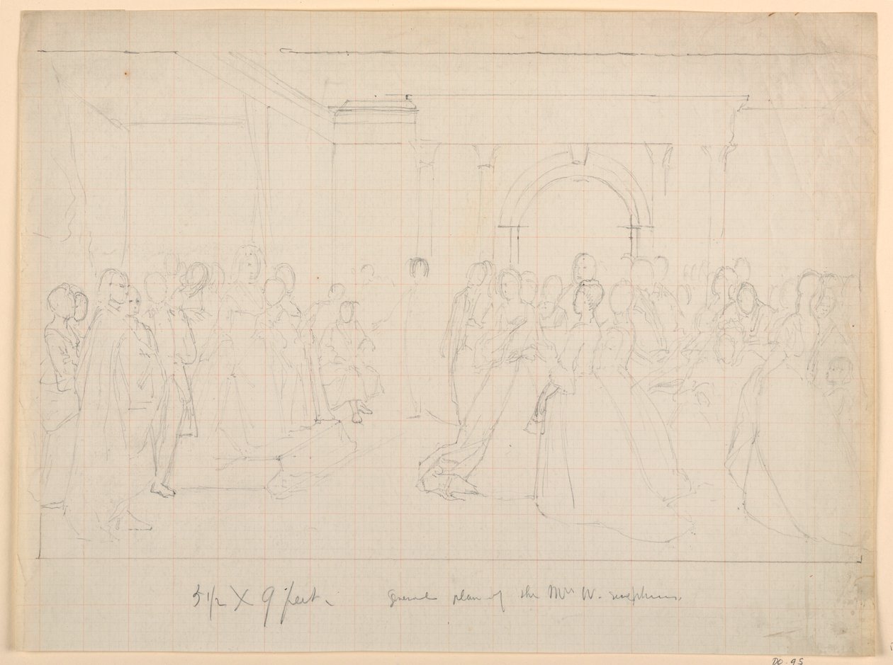 Ritning, översiktsplan för Martha Washington-mottagningen, 1860 av Daniel Huntington