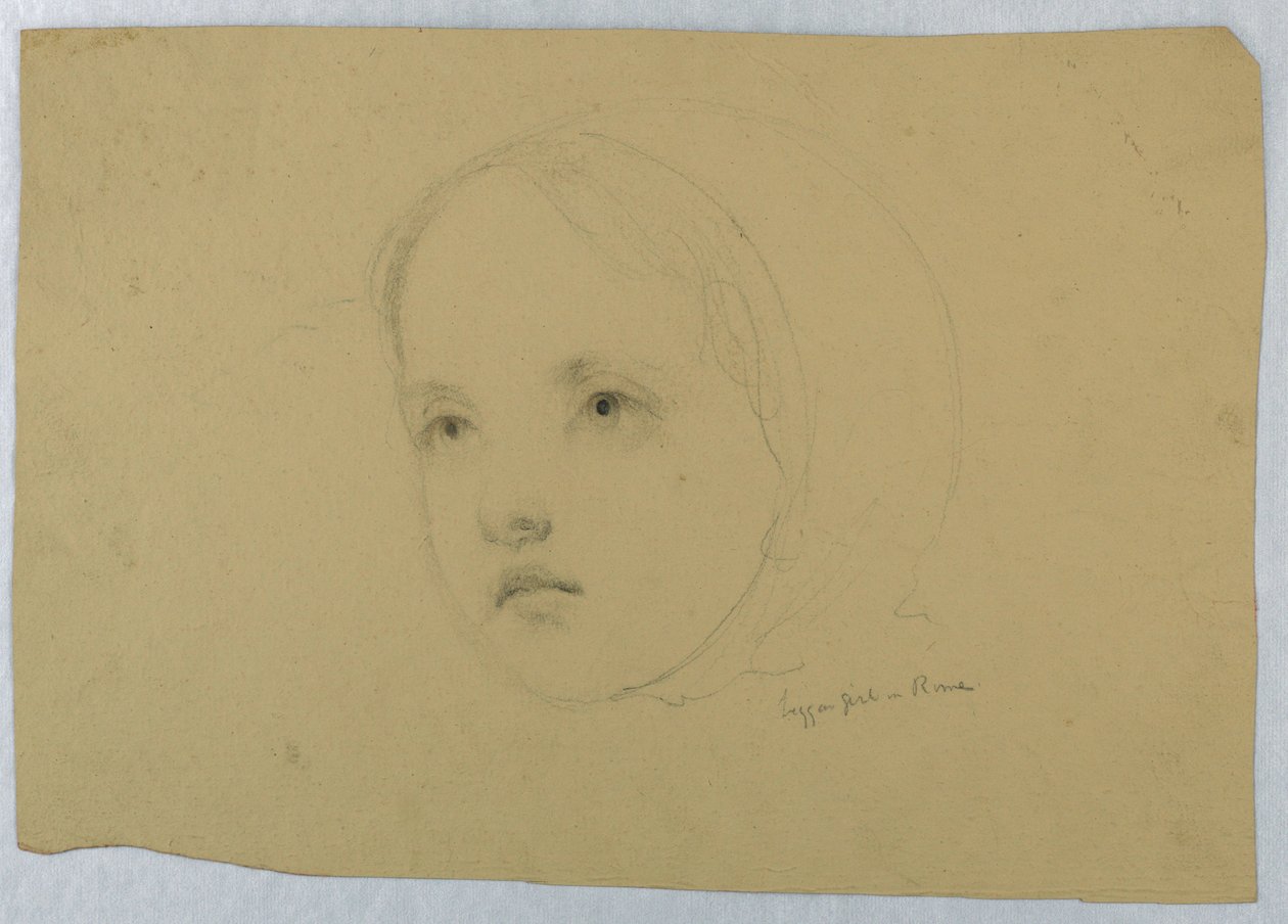 Teckning, huvud av ett barn, 1843 av Daniel Huntington