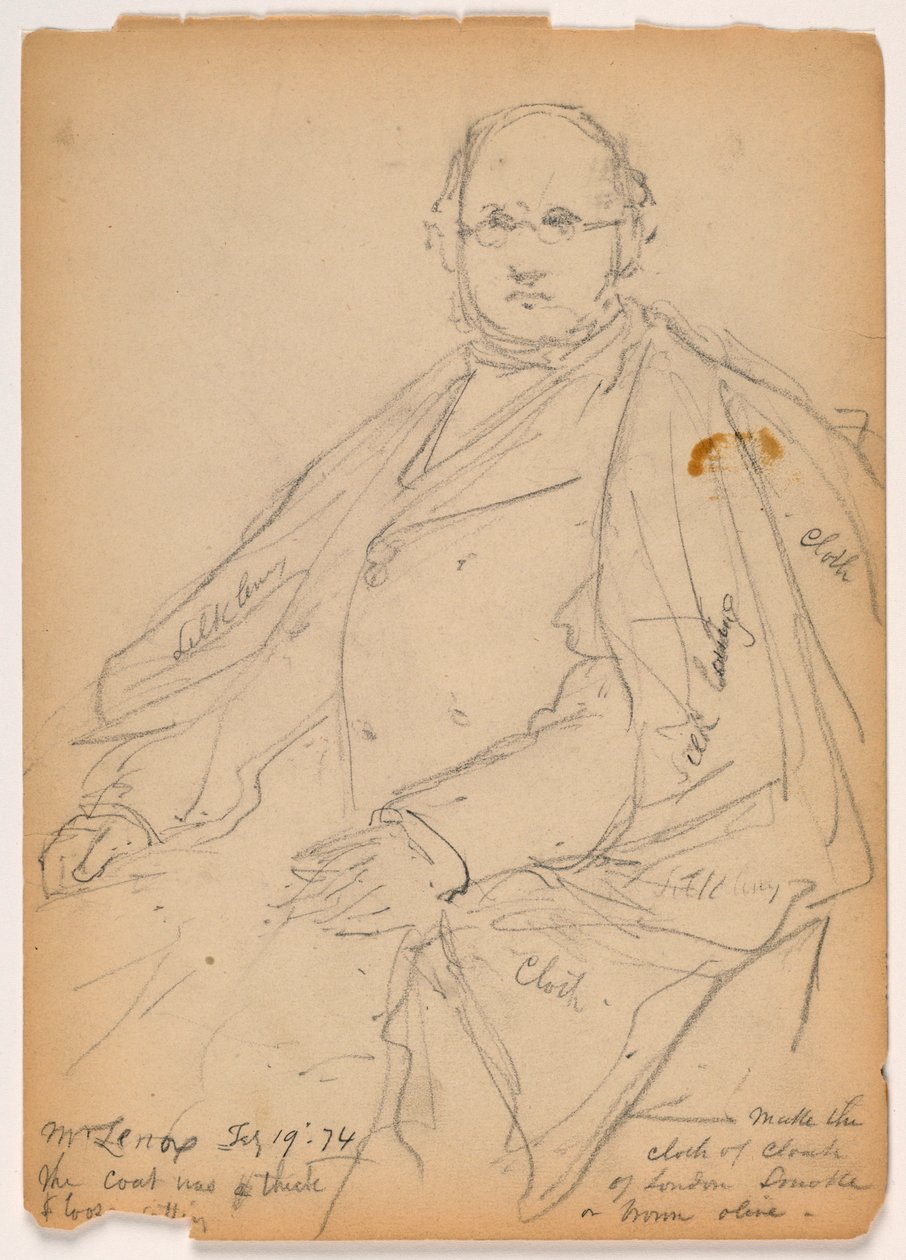 Teckning, James Lenox sittande, 19 februari 1874 av Daniel Huntington