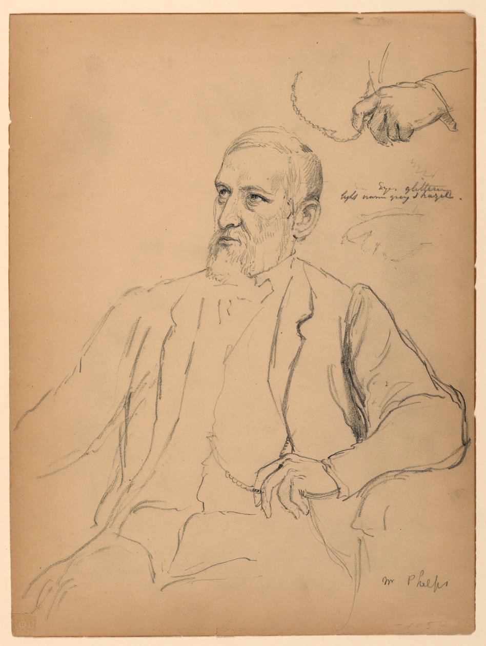 Teckning, John Jay Phelps sittande, S, 1863 av Daniel Huntington