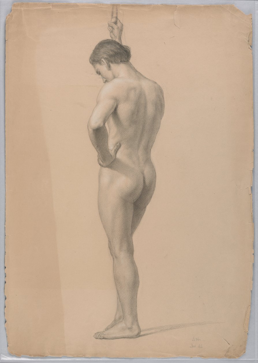Teckning, Manlig naken stående, november 1866 av Daniel Huntington