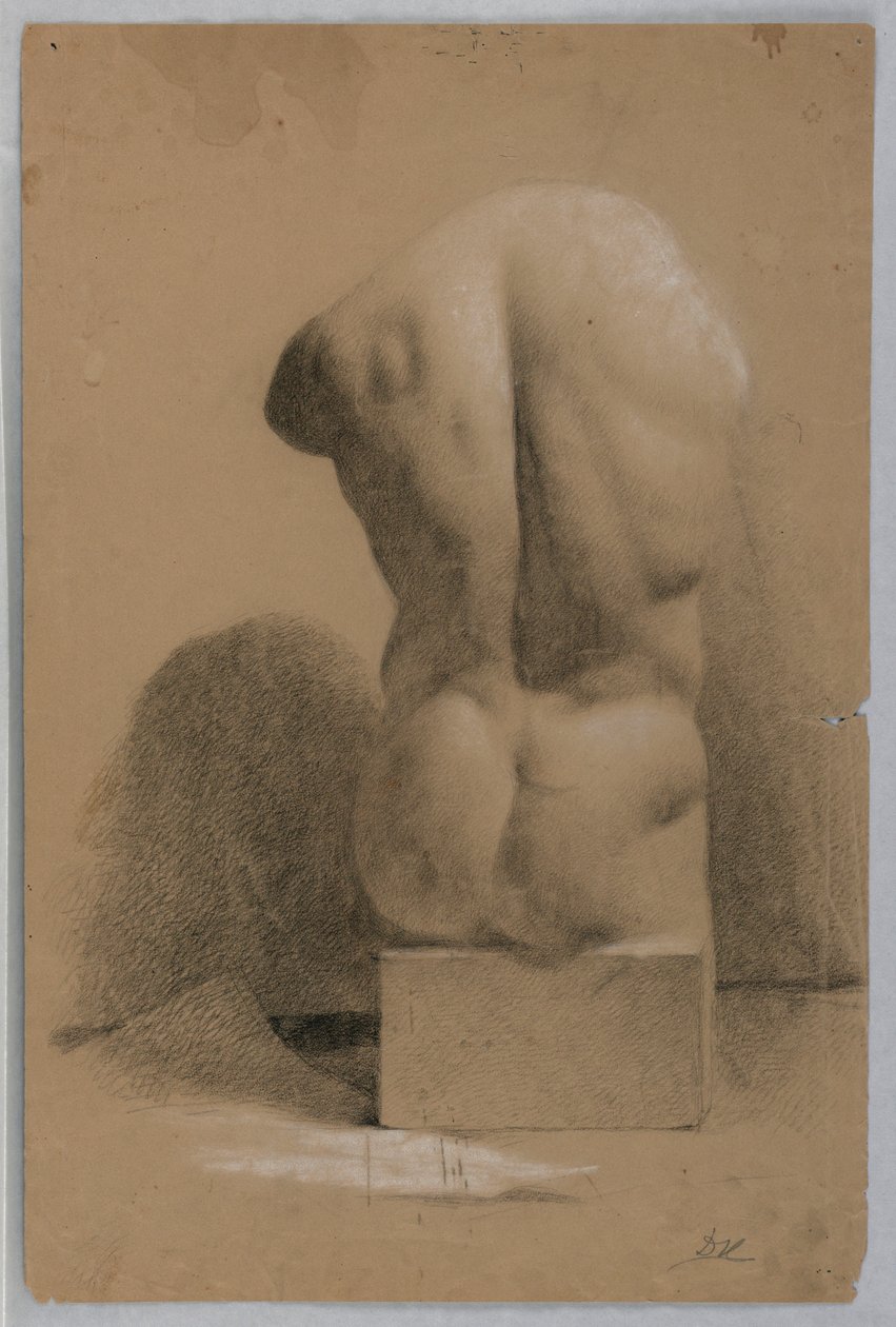 Teckning, manlig torso från gips, 1840 av Daniel Huntington