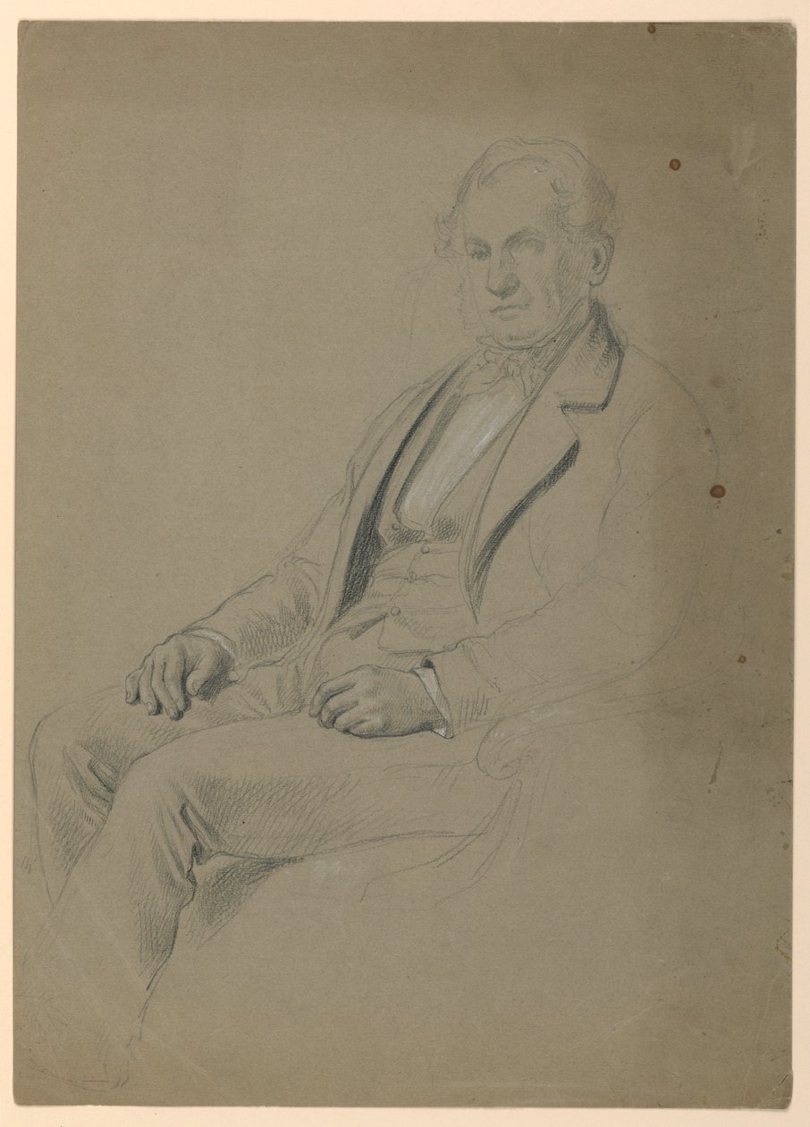 Teckning, Sittande man, 1860 av Daniel Huntington