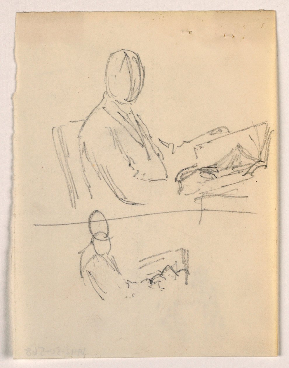 Teckning, Man sittande med en bok, 1879-86 av Daniel Huntington