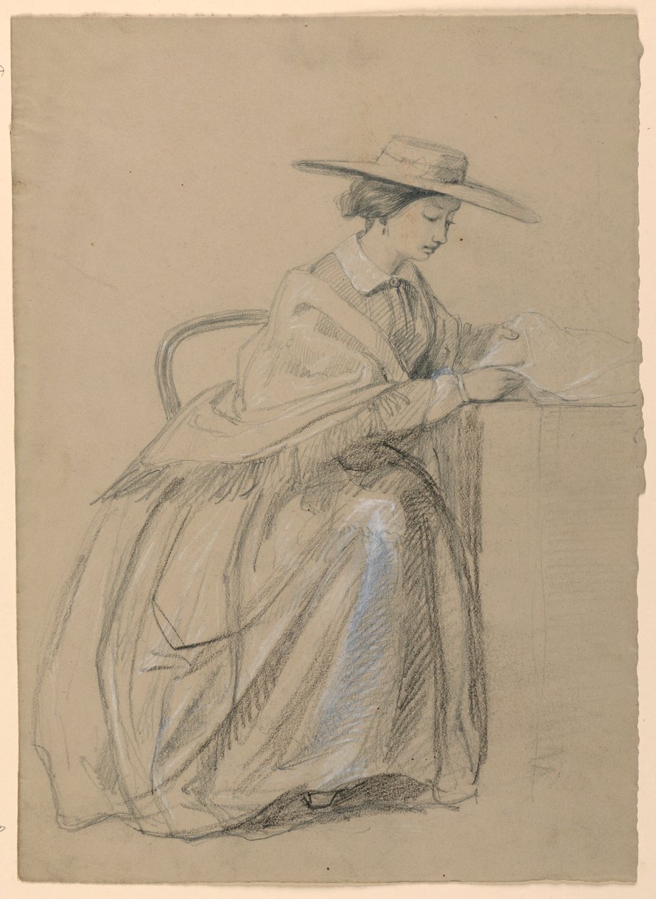 Teckning, Mrs Sheppard Gandy sittande, 1859 av Daniel Huntington