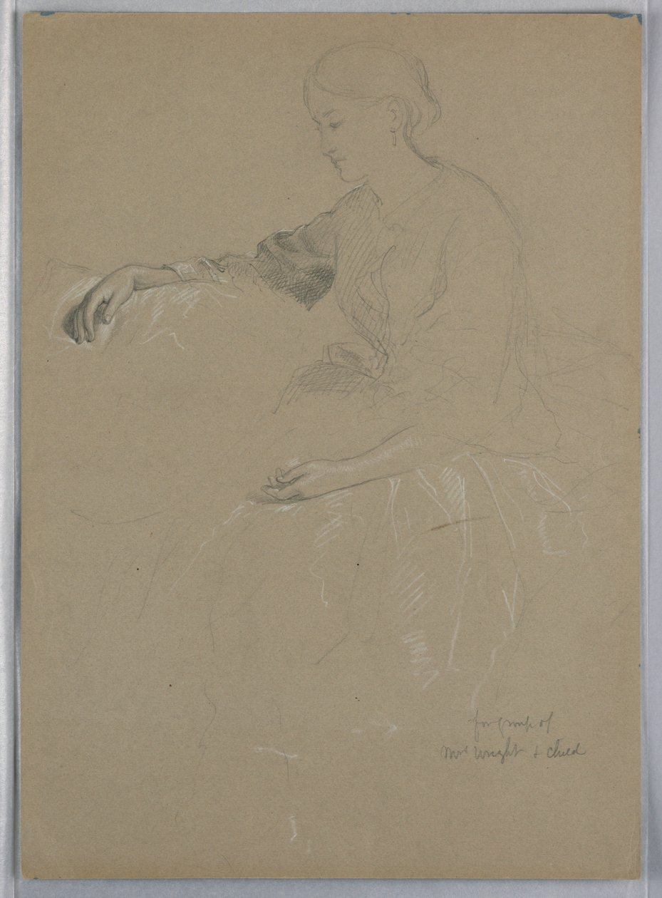 Teckning, Mrs William Wright och barn, 1857 av Daniel Huntington