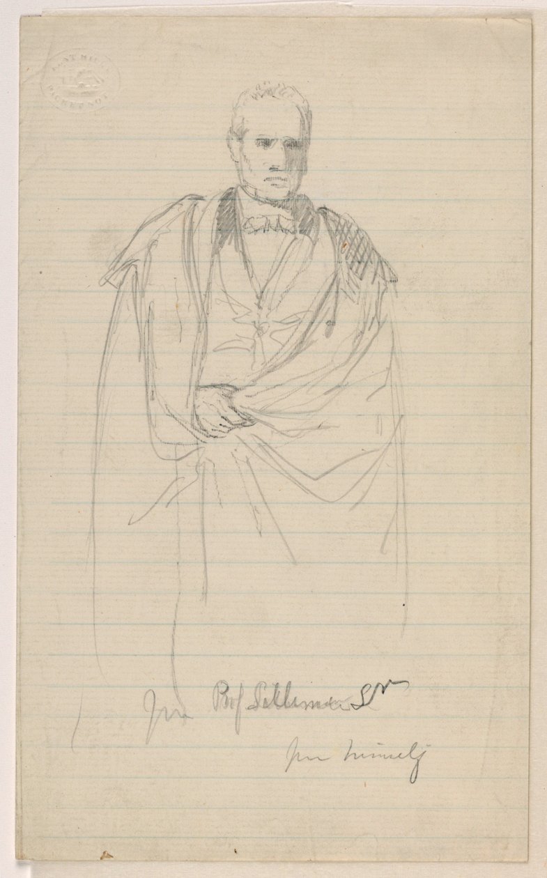 Ritning, professor Benjamin Silliman, Sr. Stående; Vänster: Prof. Benjamin Silliman, Sr. Sittande, 1858 av Daniel Huntington