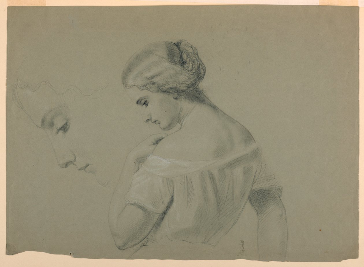 Teckning, Profil av kvinnohuvud a, 1840-70 av Daniel Huntington