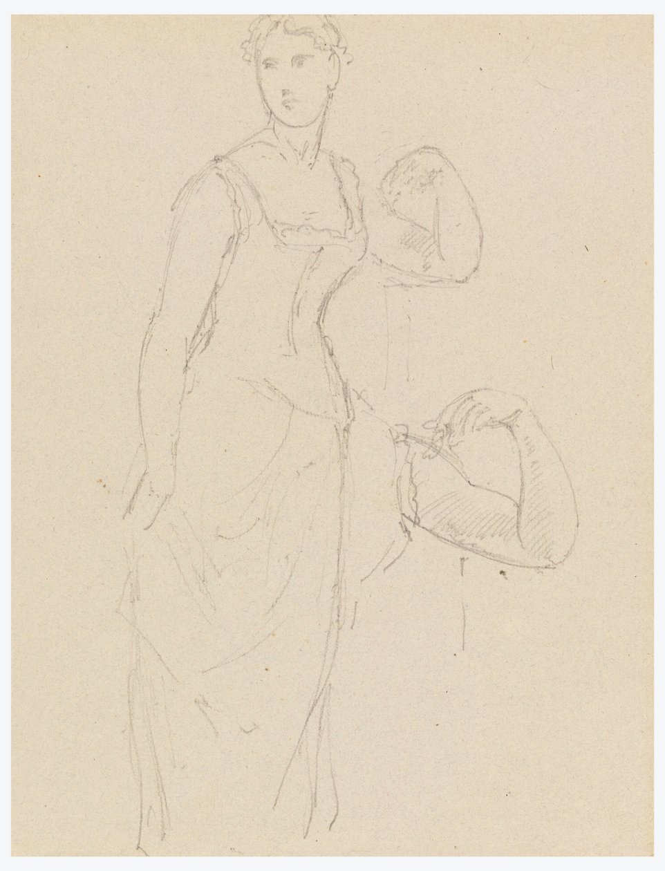 Teckning, Skiss till porträtt av Bella Worsham, 1878 av Daniel Huntington