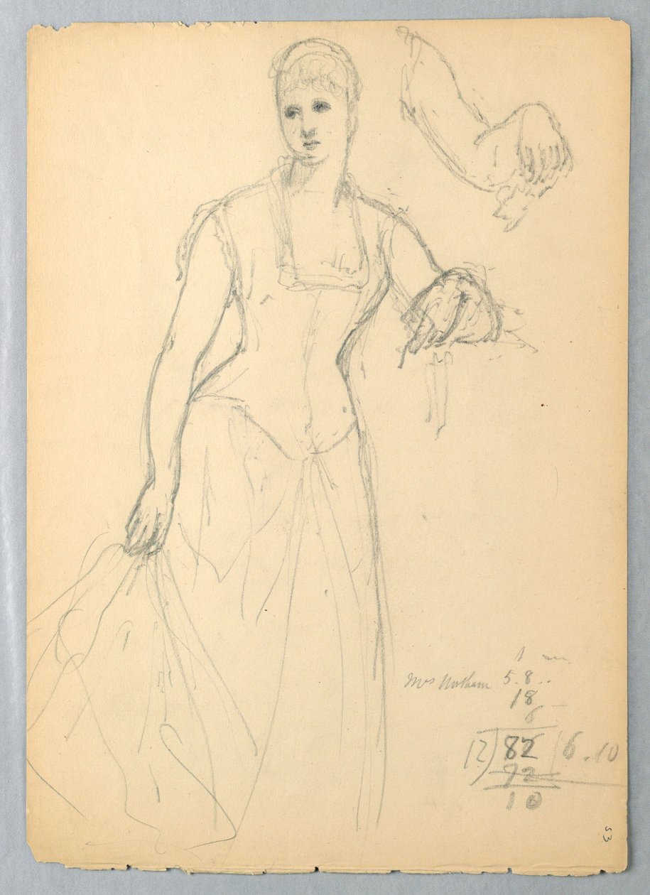 Teckning, Skiss till porträtt av Bella Worsham, 1878 av Daniel Huntington