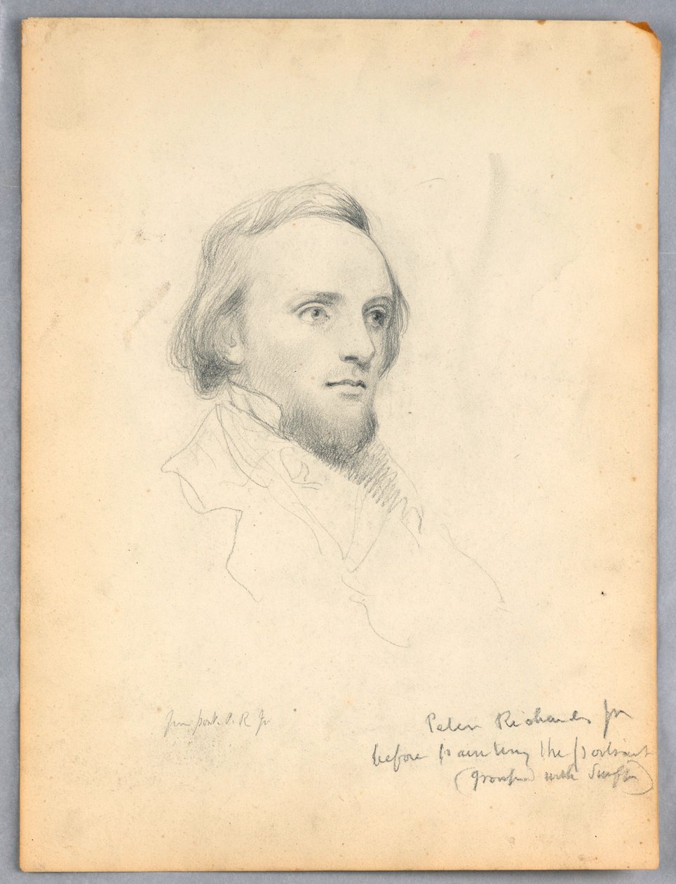 Teckning, Skiss av Peter Richards huvud för hans porträtt, 1849 av Daniel Huntington
