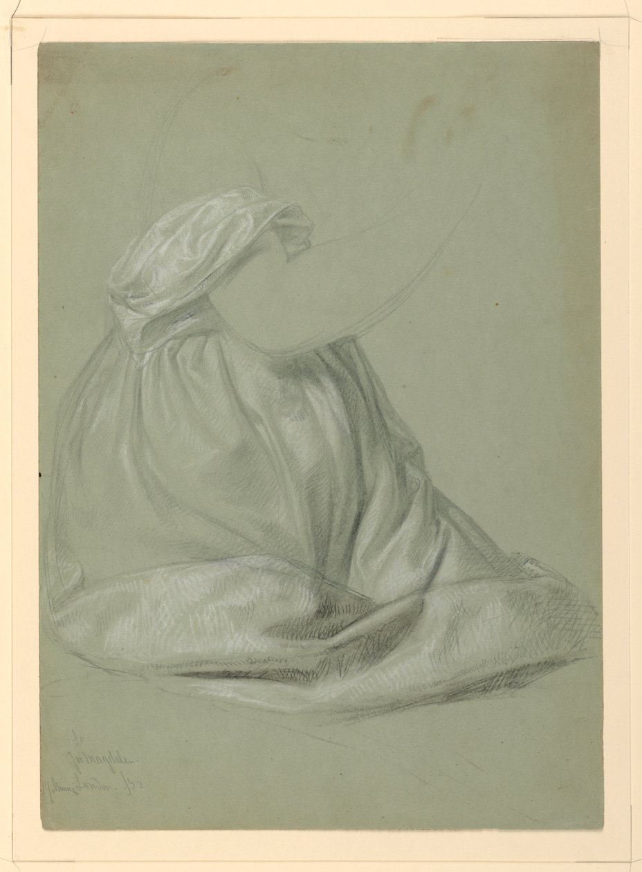 Teckning, Studie till "En Magdalena", D, 19 november 1852 av Daniel Huntington