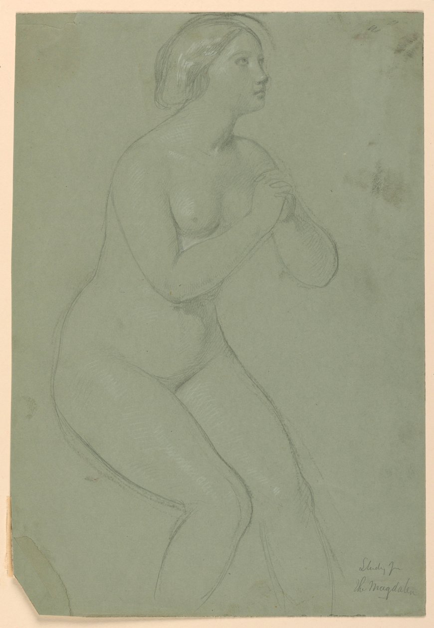 Teckning, Studie till "En Magdalena", F, 1852 av Daniel Huntington