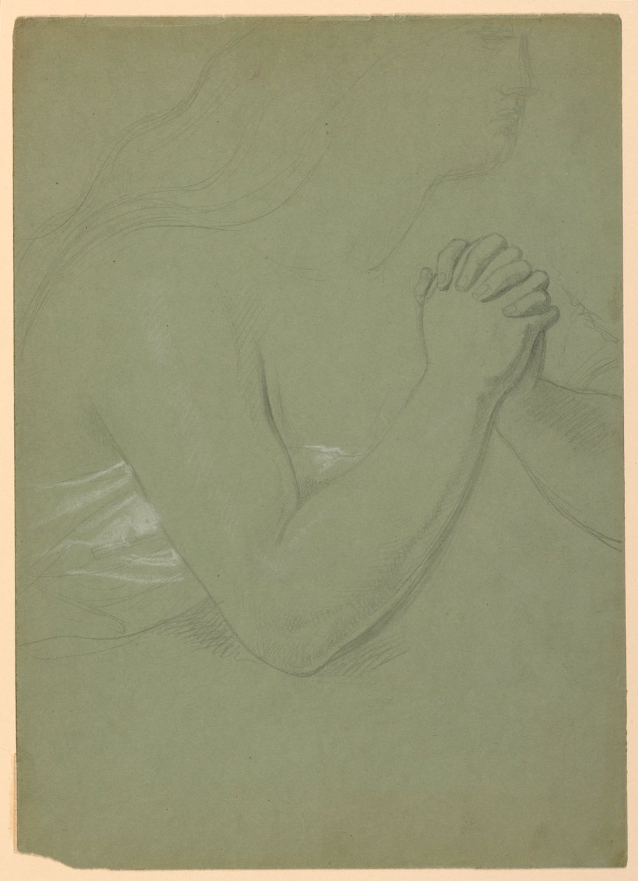 Teckning, Studie till "En Magdalena", F, 1852 av Daniel Huntington