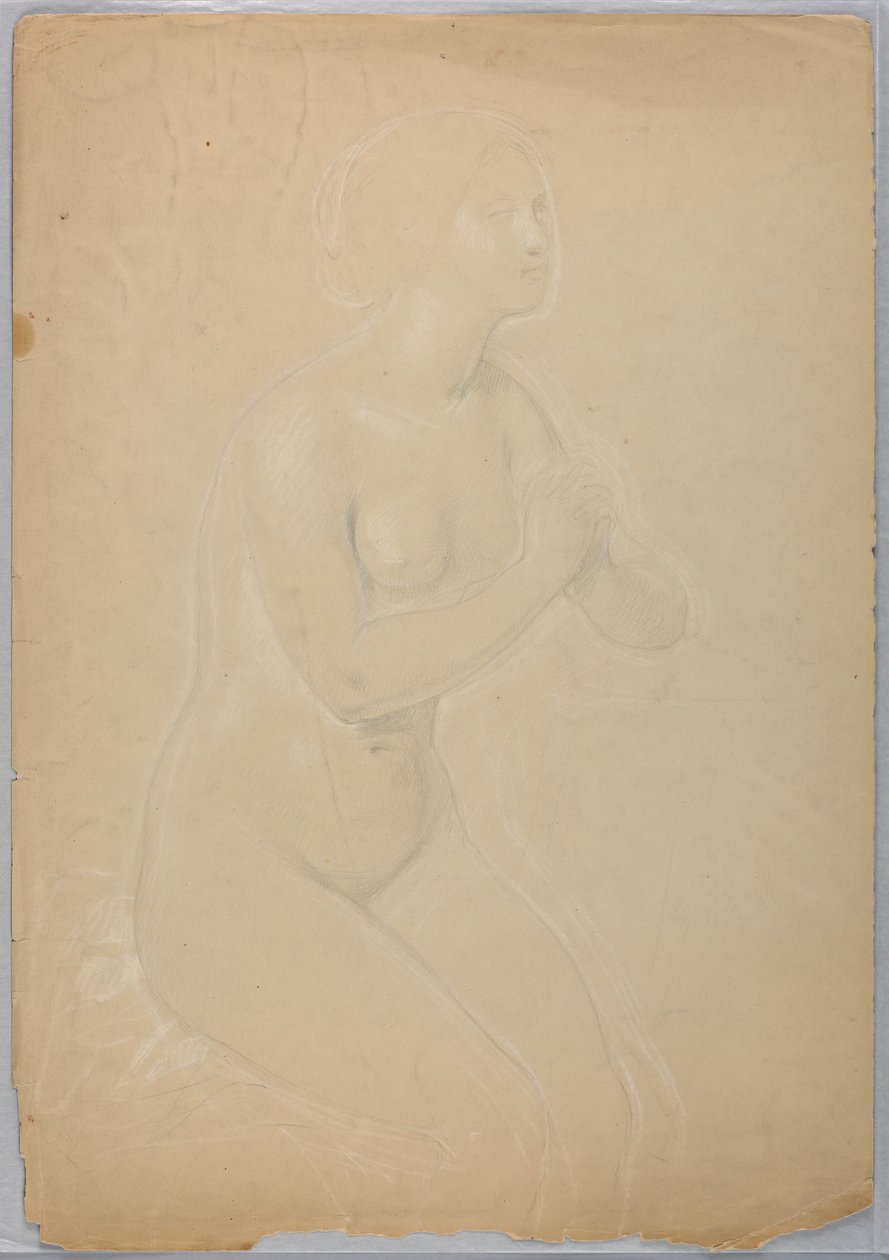 Teckning, Studie till "En Magdalena", F, 1852 av Daniel Huntington