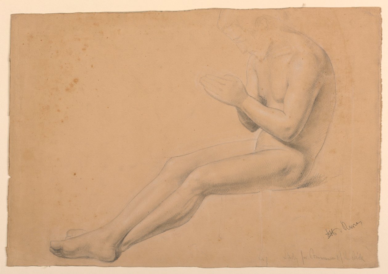 Teckning, studie till "De sjukas nattvard", 1844-45 av Daniel Huntington