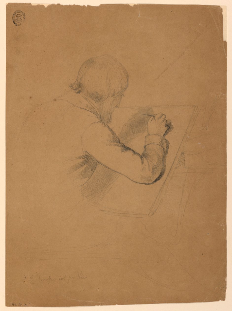 Teckning, studie till "De sjukas nattvard", 1844-45 av Daniel Huntington