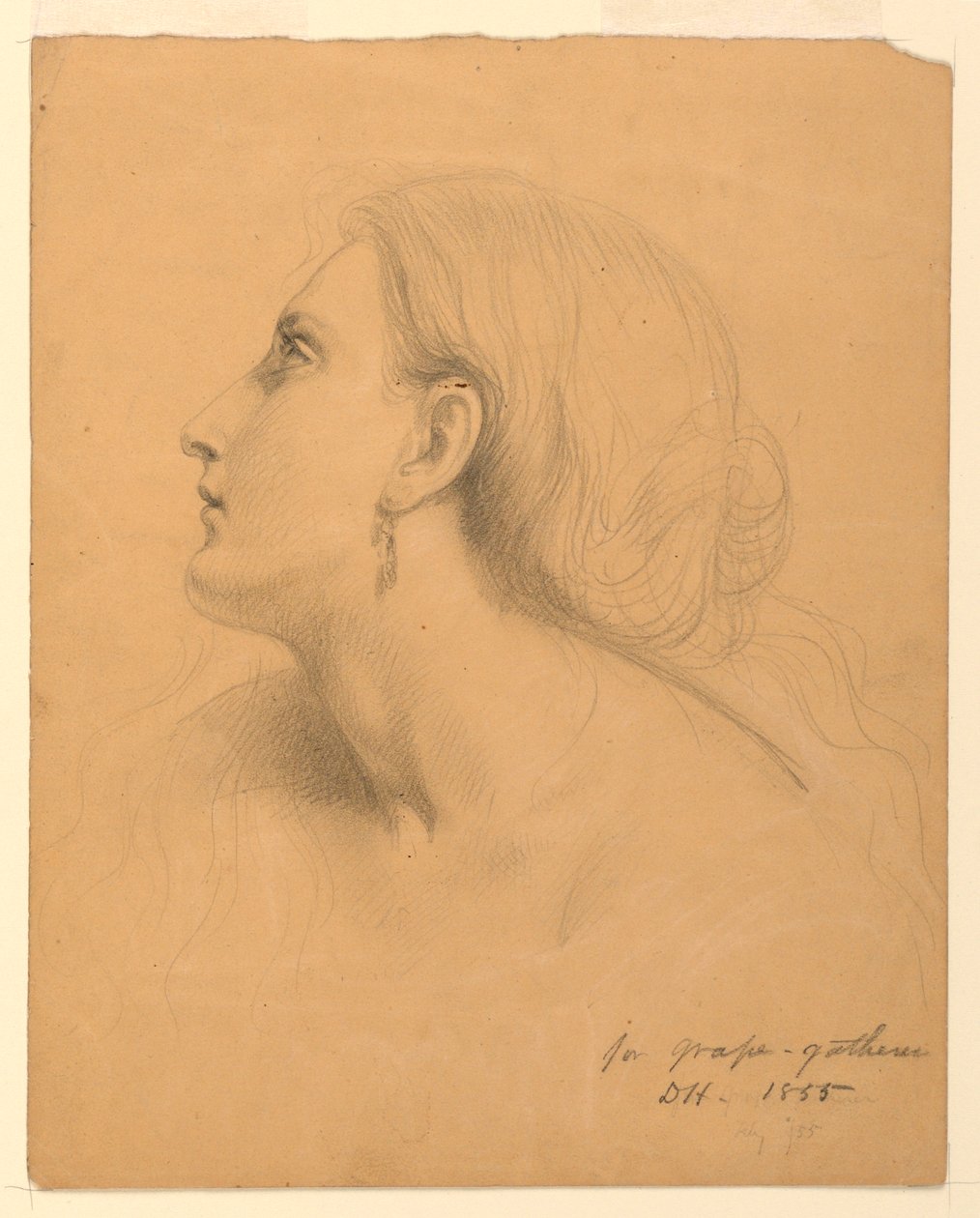 Teckning, studie till "Druvskördare", juli 1855 av Daniel Huntington