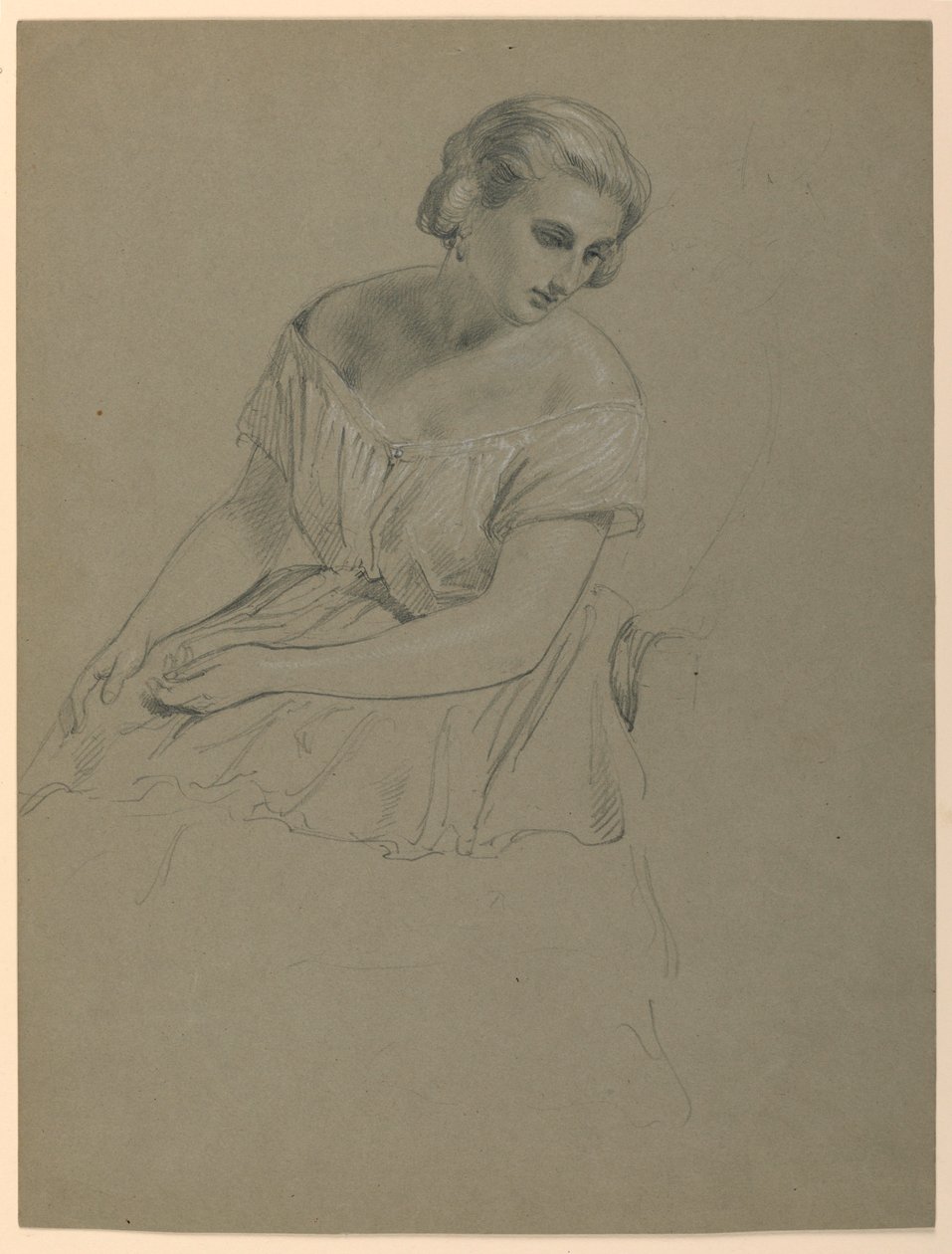 Teckning, studie till "Martha Washington Reception", 1860 av Daniel Huntington