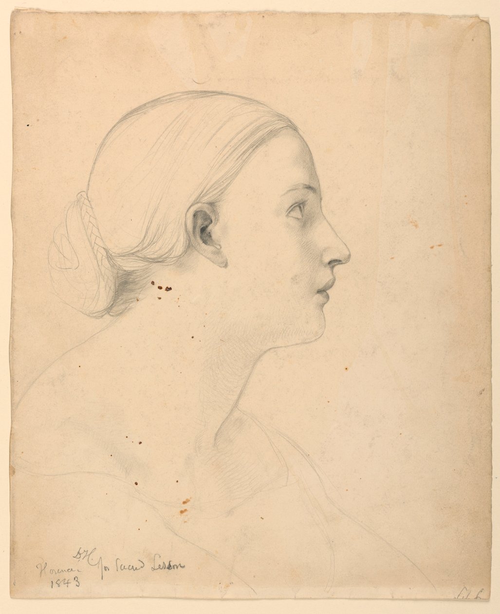 Teckning, studie till "Sacred Lesson", 1843 av Daniel Huntington