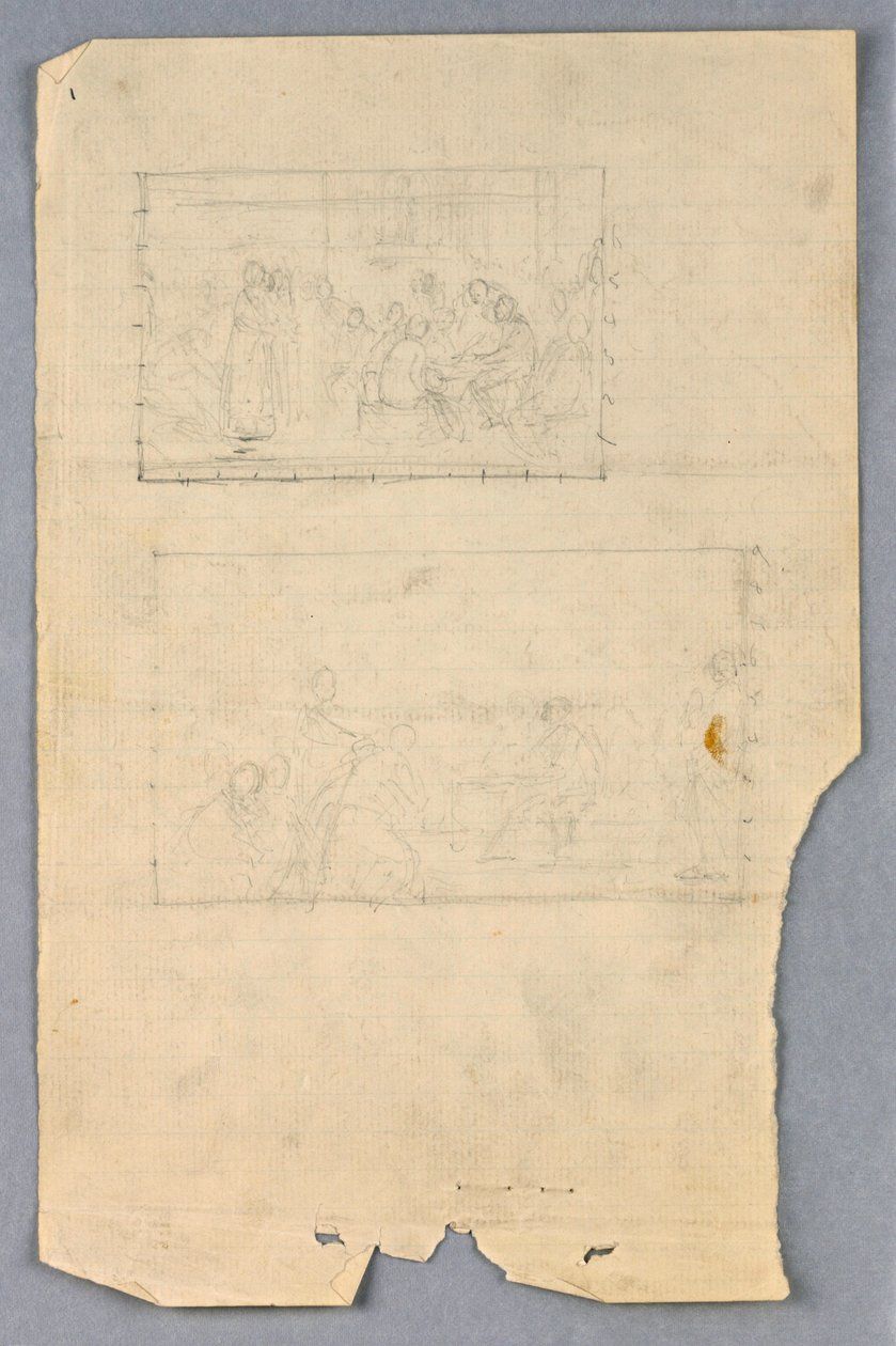 Teckning, studie till "Scientific Group", 1858 av Daniel Huntington