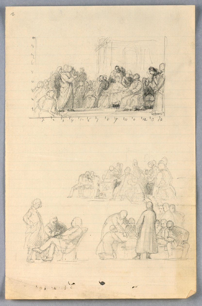 Teckning, studie till "Scientific Group", 1858 av Daniel Huntington