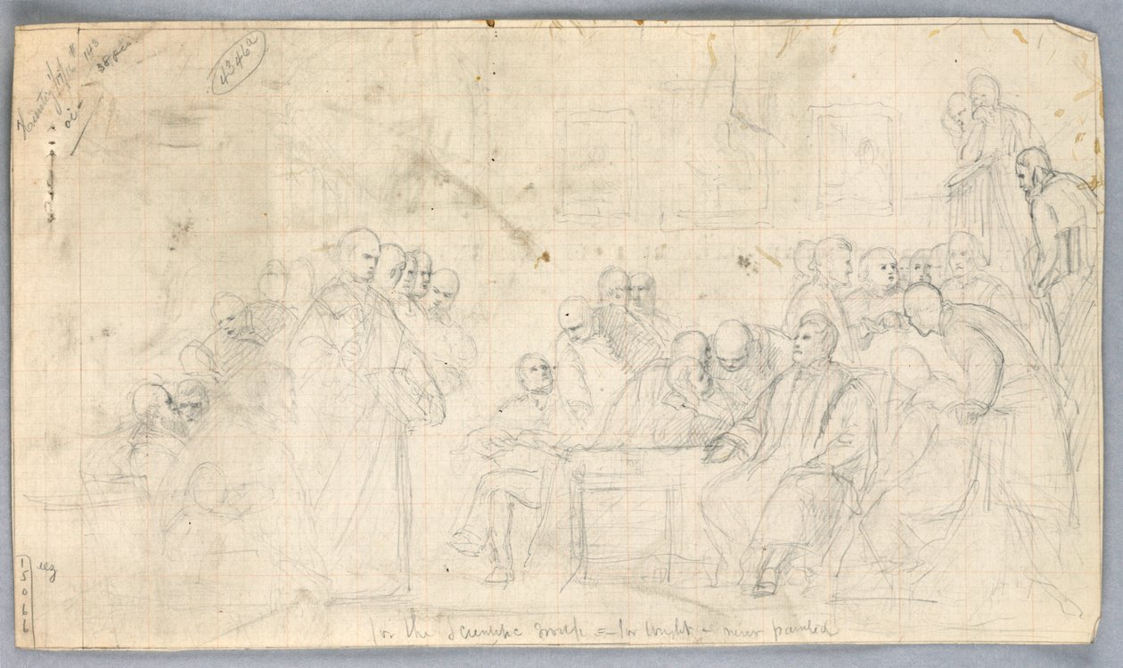 Teckning, studie till "Scientific Group", 1858 av Daniel Huntington